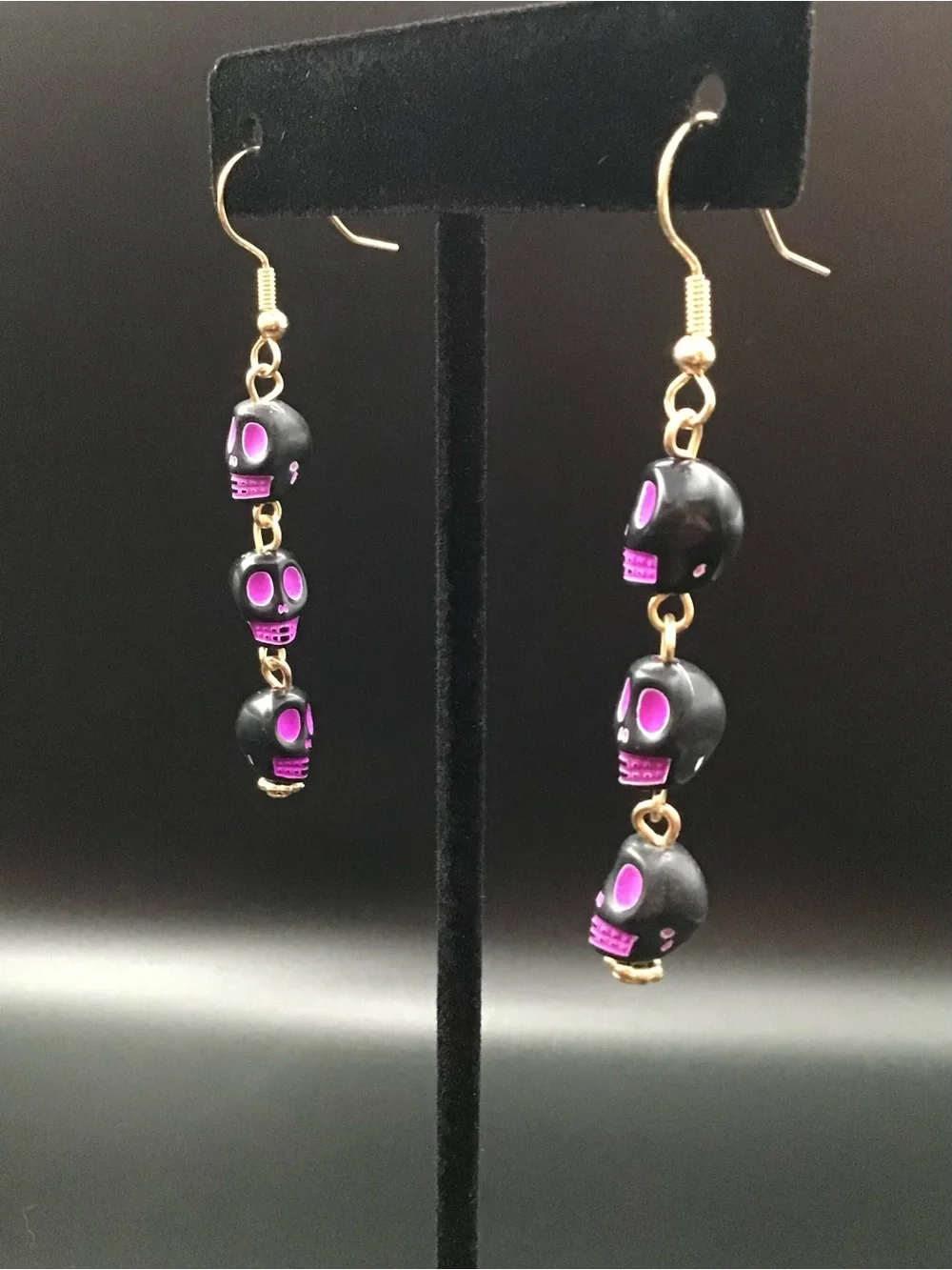 Black and Purple Skulls Earrings